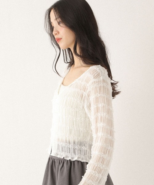 Heather（ヘザー）の「フリルジャガードカーディガン　592362（カーディガン/ボレロ・レディース・オフホワイト/ブラック・FREE）」の8枚目の写真