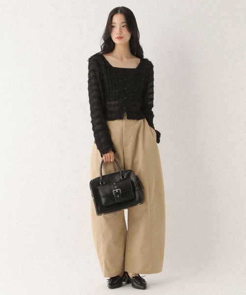 Heather（ヘザー）の「フリルジャガードカーディガン　592362（カーディガン/ボレロ・レディース・オフホワイト/ブラック・FREE）」の10枚目の写真