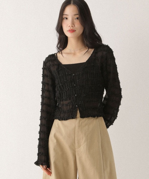 Heather（ヘザー）の「フリルジャガードカーディガン　592362（カーディガン/ボレロ・レディース・オフホワイト/ブラック・FREE）」の12枚目の写真