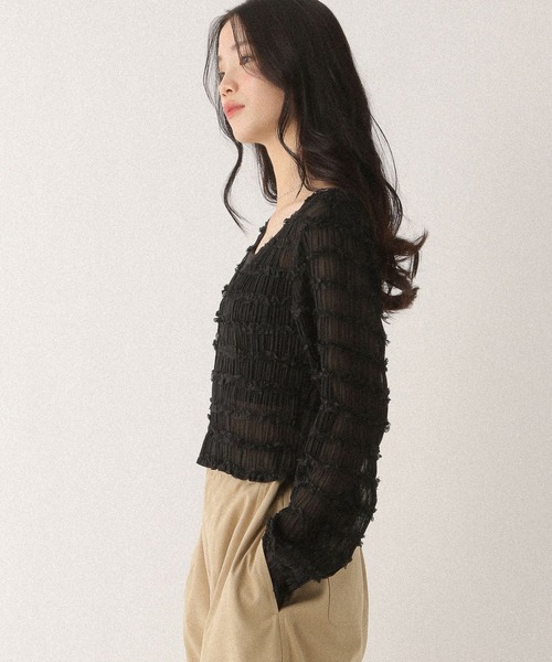 Heather（ヘザー）の「フリルジャガードカーディガン　592362（カーディガン/ボレロ・レディース・オフホワイト/ブラック・FREE）」の13枚目の写真