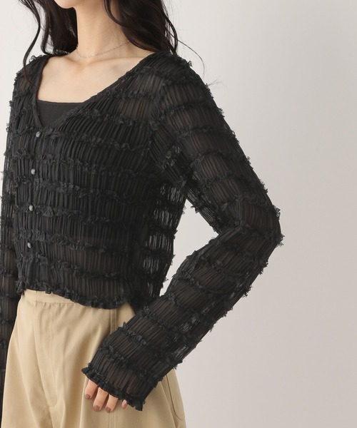 Heather（ヘザー）の「フリルジャガードカーディガン　592362（カーディガン/ボレロ・レディース・オフホワイト/ブラック・FREE）」の20枚目の写真