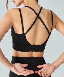 Lace Ladies(レースレディース)のバック クロス ホック付き ヨガ ハーフトップ(スポーツブラ)