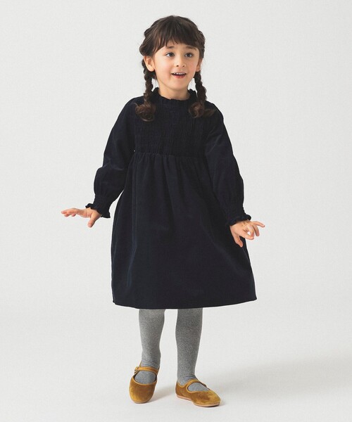 B:MING by BEAMS(ビーミングバイビームス)の「コーデュロイ シャーリング ワンピース 2025FW(100~140cm)(ワンピース・キッズ・ブラウン/ネイビー・120/110/140/100/130)」の1枚目の写真