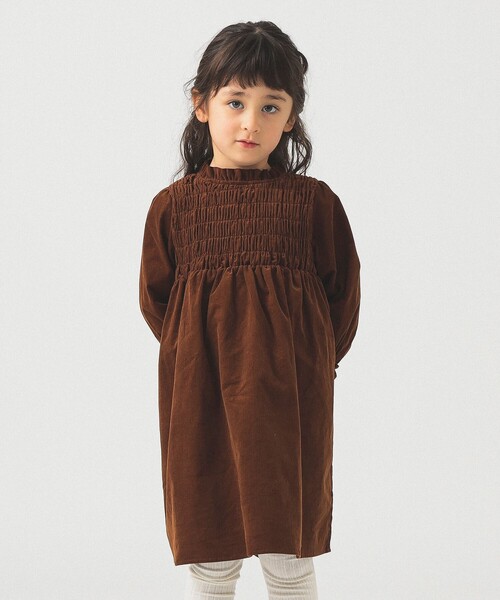 B:MING by BEAMS(ビーミングバイビームス)の「コーデュロイ シャーリング ワンピース 2025FW(100~140cm)(ワンピース・キッズ・ブラウン/ネイビー・120/110/140/100/130)」の3枚目の写真