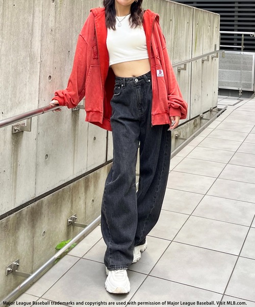 BACK TO THE FIELD（バック トゥー ザ フィールド）の「【MLB】ウエストカットカーブデニム（デニムパンツ・レディース・ブラック/ブルー/インディゴブルー・SMALL/MEDIUM）」の11枚目の写真