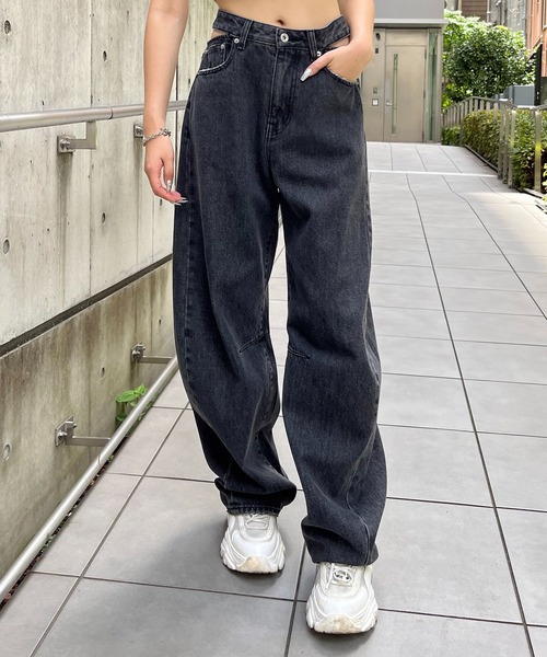 BACK TO THE FIELD（バック トゥー ザ フィールド）の「【MLB】ウエストカットカーブデニム（デニムパンツ・レディース・ブラック/ブルー/インディゴブルー・SMALL/MEDIUM）」の12枚目の写真