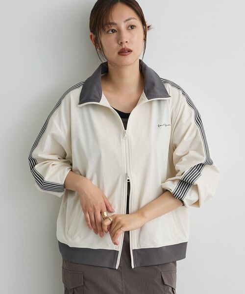 CRAFT STANDARD BOUTIQUE（クラフトスタンダードブティック）の「軽量/接触冷感/UVカット トラックジャケット（ジャージ・レディース・ブラック/アイボリー/チャコールグレー/ベージュ/ネイビー/カーキ・S/M/L）」の7枚目の写真