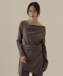 side slit belted tunic tops