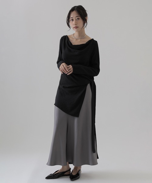 SUWDEE(スーディー)の「side slit belted tunic tops(Tシャツ/カットソー・レディース・チャコールグレー/ブラック/ホワイト・FREE)」の10枚目の写真