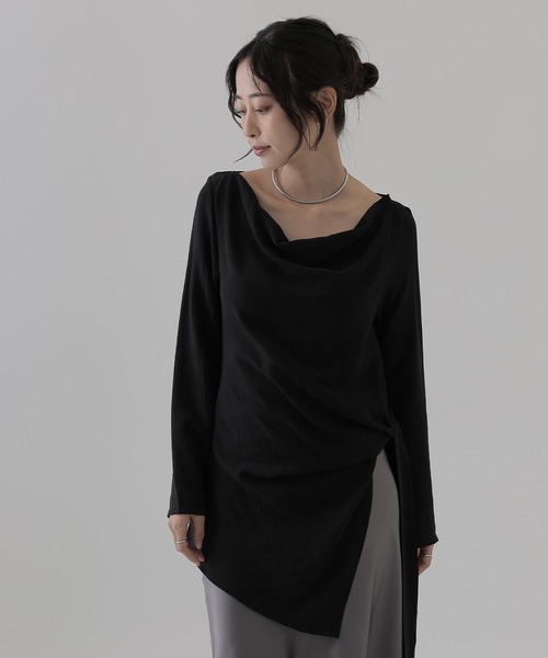 SUWDEE(スーディー)の「side slit belted tunic tops(Tシャツ/カットソー・レディース・チャコールグレー/ブラック/ホワイト・FREE)」の11枚目の写真