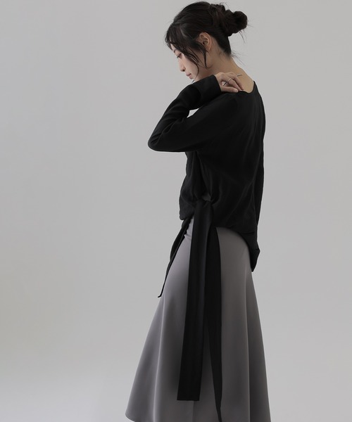SUWDEE(スーディー)の「side slit belted tunic tops(Tシャツ/カットソー・レディース・チャコールグレー/ブラック/ホワイト・FREE)」の12枚目の写真