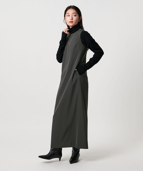 MARW UNITED ARROWS＞ツイル ノースリーブ ロング ワンピース
