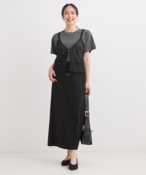 Cutie Blonde(キューティーブロンド)の「【2点セット/ひんやり】レースビスチェ+Tシャツ(その他トップス・レディース・ダークブラウン/ブラック/オフホワイト・02/04/01/03)」の6枚目の写真