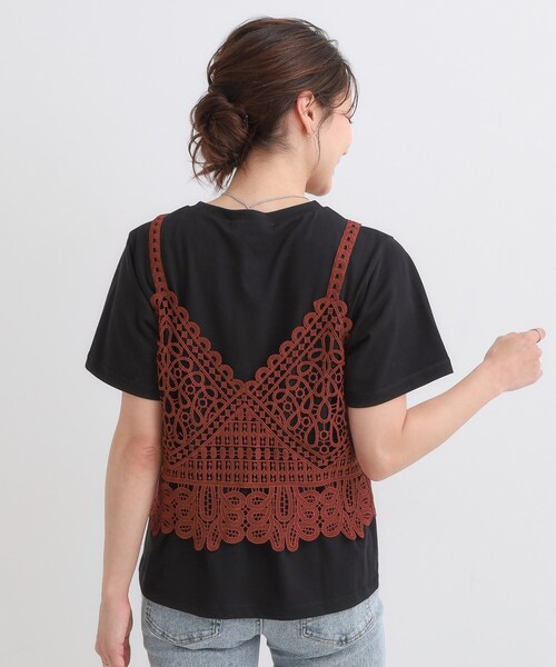 Cutie Blonde(キューティーブロンド)の「【2点セット/ひんやり】レースビスチェ+Tシャツ(その他トップス・レディース・ダークブラウン/ブラック/オフホワイト・02/04/01/03)」の13枚目の写真