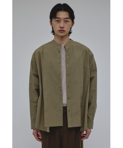 セール】タックデザインノーカラーシャツ（シャツ/ブラウス