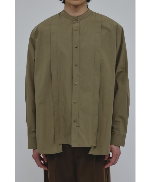 セール】タックデザインノーカラーシャツ（シャツ/ブラウス