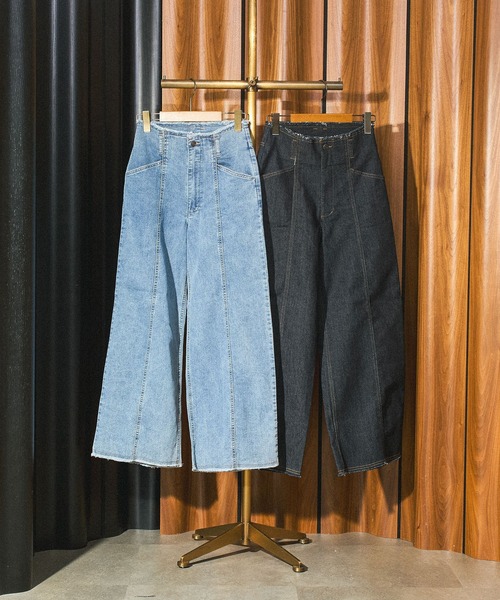 ROSE BUD（ローズバッド）の「WIDE DENIM PANTS（デニムパンツ・レディース・インディゴブルー/ブラック・ONE SIZE）」の3枚目の写真