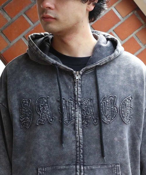 ８(eight)（エイト）の「製品加工ショート丈ジップパーカー（パーカー・メンズ・ブラック/ピンク/チャコールグレー・MEDIUM/LARGE）」の11枚目の写真