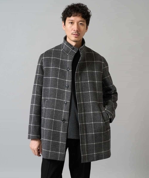 a.v.v(アーヴェヴェ)の「ウールライトビーバーチェックスタンドカラージャケット(ステンカラーコート・メンズ・ダークグレー・50/48/46)」の22枚目の写真