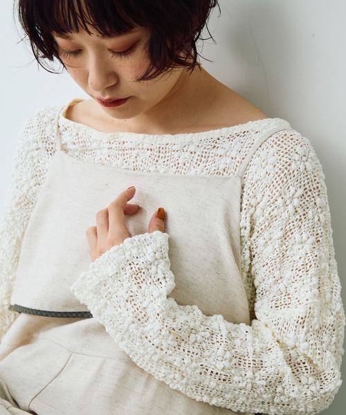 Crisp（クリスプ）の「フラワーレースルーズトップス（Tシャツ/カットソー・レディース・アイボリー/ブラック・FREE）」の11枚目の写真