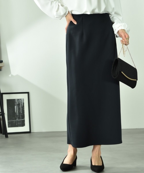 INTERPLANET（インタープラネット）の「綿タッチダンボールタイトスカート（スカート・レディース・ネイビー/グレイッシュベージュ・FREE）」の2枚目の写真