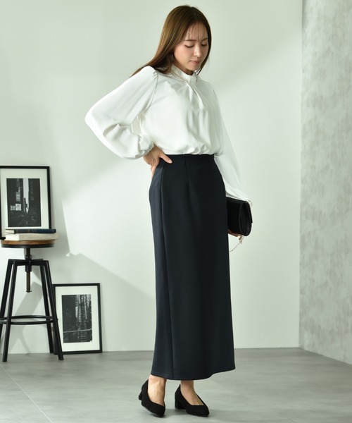 INTERPLANET（インタープラネット）の「綿タッチダンボールタイトスカート（スカート・レディース・ネイビー/グレイッシュベージュ・FREE）」の12枚目の写真