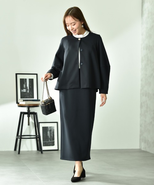 INTERPLANET（インタープラネット）の「綿タッチダンボールタイトスカート（スカート・レディース・ネイビー/グレイッシュベージュ・FREE）」の14枚目の写真