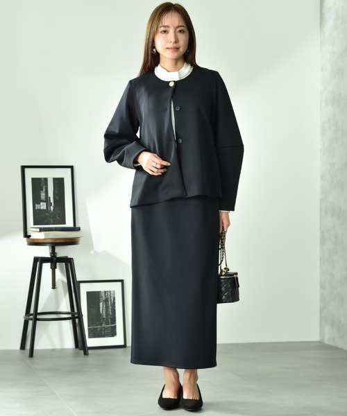 INTERPLANET（インタープラネット）の「綿タッチダンボールタイトスカート（スカート・レディース・ネイビー/グレイッシュベージュ・FREE）」の18枚目の写真