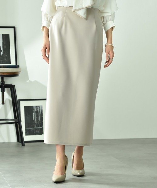 INTERPLANET（インタープラネット）の「綿タッチダンボールタイトスカート（スカート・レディース・ネイビー/グレイッシュベージュ・FREE）」の5枚目の写真