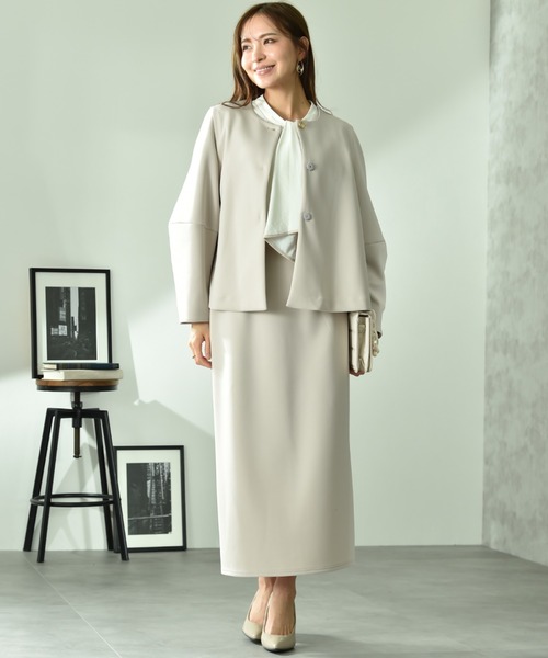 INTERPLANET（インタープラネット）の「綿タッチダンボールタイトスカート（スカート・レディース・ネイビー/グレイッシュベージュ・FREE）」の4枚目の写真