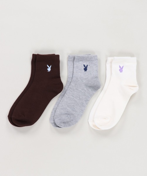 PLAYBOY(プレイボーイ)の「毎日使える♪3足セット!!【PLAYBOY/プレイボーイ】ソックス/3足組(ソックス/靴下・レディース・その他・ONESIZE)」の1枚目の写真