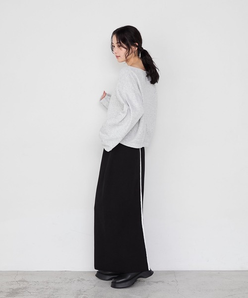 forksy.(フォルクシー)の「【forksy.】スウェットライクIラインナロースカート<セットアップ対応>(スカート・レディース・ブラック/ブラウン/チャコールグレー・L/M)」の11枚目の写真
