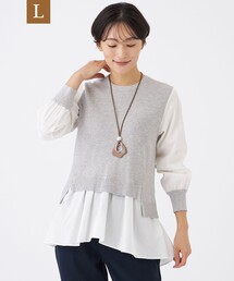 【L】【カタログ掲載】【ウォッシャブル】ドビーストライプシャツコンビニット