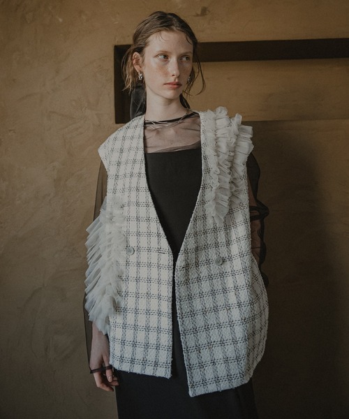 et.UNiVER（エトユニベール）の「Urban vest dress（ドレス・レディース・ブラック×ホワイト/ブラック・SMALL/MEDIUM/LARGE）」の2枚目の写真