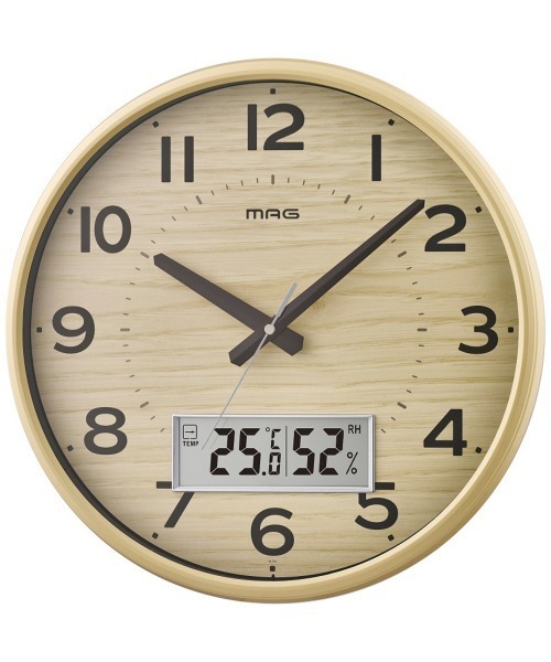 その他セレクト（ソノタセレクト）の「MAG デジアナ電波掛時計 ゴーフル（掛け時計・レディース・ナチュラル/ブラウン・FREE）」の2枚目の写真