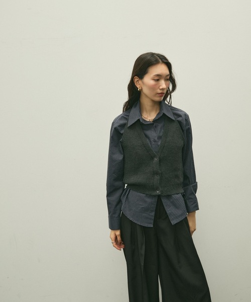 Lutim by u(ルチバイユー)の「Halter knit bustier set shirt / ホルターニットビスチェセットシャツ(シャツ/ブラウス・レディース・ネイビー/ブラック・FREE)」の22枚目の写真