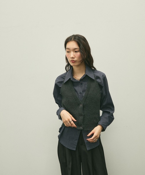 Lutim by u(ルチバイユー)の「Halter knit bustier set shirt / ホルターニットビスチェセットシャツ(シャツ/ブラウス・レディース・ネイビー/ブラック・FREE)」の21枚目の写真