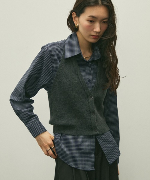 Lutim by u(ルチバイユー)の「Halter knit bustier set shirt / ホルターニットビスチェセットシャツ(シャツ/ブラウス・レディース・ネイビー/ブラック・FREE)」の9枚目の写真