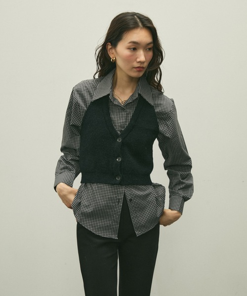 Lutim by u(ルチバイユー)の「Halter knit bustier set shirt / ホルターニットビスチェセットシャツ(シャツ/ブラウス・レディース・ネイビー/ブラック・FREE)」の18枚目の写真