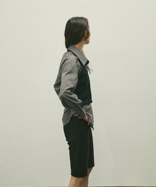 Lutim by u(ルチバイユー)の「Halter knit bustier set shirt / ホルターニットビスチェセットシャツ(シャツ/ブラウス・レディース・ネイビー/ブラック・FREE)」の17枚目の写真