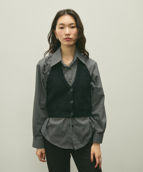 Lutim by u(ルチバイユー)の「Halter knit bustier set shirt / ホルターニットビスチェセットシャツ(シャツ/ブラウス・レディース・ネイビー/ブラック・FREE)」の12枚目の写真
