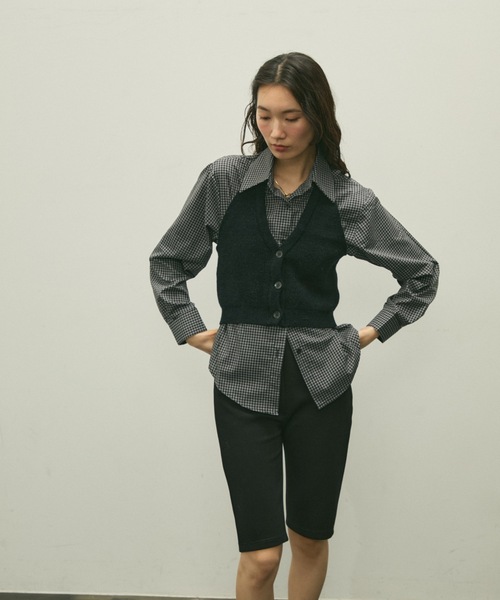 Lutim by u(ルチバイユー)の「Halter knit bustier set shirt / ホルターニットビスチェセットシャツ(シャツ/ブラウス・レディース・ネイビー/ブラック・FREE)」の11枚目の写真