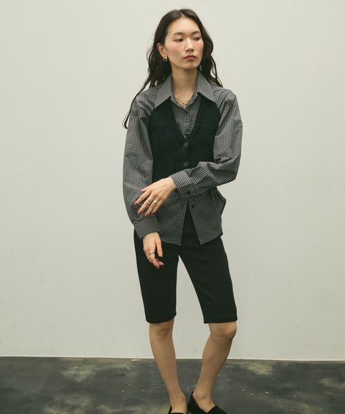 Lutim by u(ルチバイユー)の「Halter knit bustier set shirt / ホルターニットビスチェセットシャツ(シャツ/ブラウス・レディース・ネイビー/ブラック・FREE)」の10枚目の写真