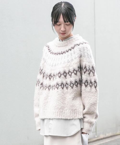 EKAL（エカル）の「ノルディックニットプルオーバー（ニット/セーター・レディース・グレー/ブラウン/アイボリー・ONE）」の12枚目の写真
