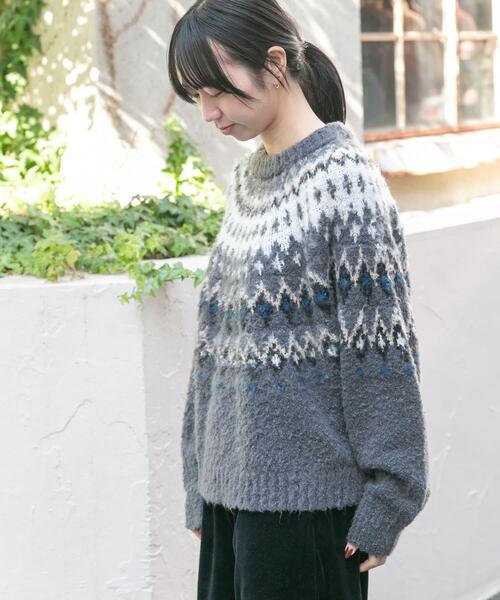 EKAL（エカル）の「ノルディックニットプルオーバー（ニット/セーター・レディース・グレー/ブラウン/アイボリー・ONE）」の22枚目の写真