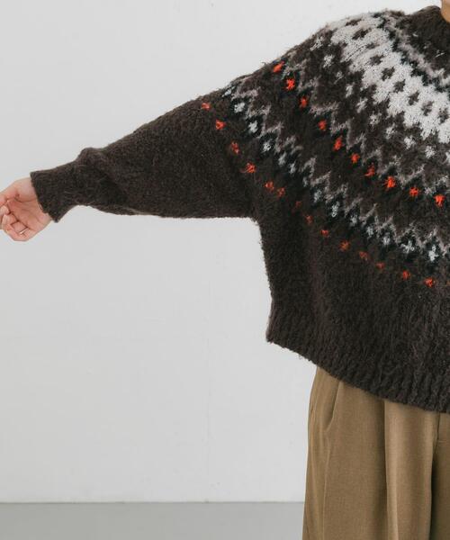 EKAL（エカル）の「ノルディックニットプルオーバー（ニット/セーター・レディース・グレー/ブラウン/アイボリー・ONE）」の4枚目の写真