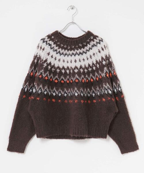 EKAL（エカル）の「ノルディックニットプルオーバー（ニット/セーター・レディース・グレー/ブラウン/アイボリー・ONE）」の6枚目の写真