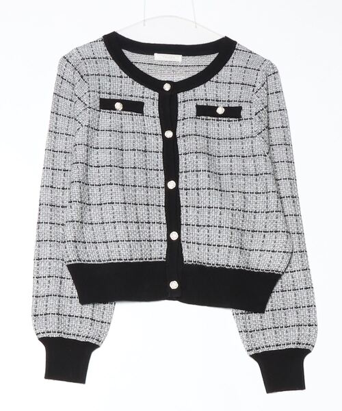 TRUDEA(トルディア)の「ツイードライクニットジャケット(カーディガン/ボレロ・レディース・ブラック/ホワイト・MEDIUM/LARGE)」の10枚目の写真