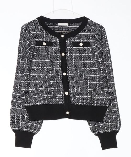 TRUDEA(トルディア)の「ツイードライクニットジャケット(カーディガン/ボレロ・レディース・ブラック/ホワイト・MEDIUM/LARGE)」の5枚目の写真