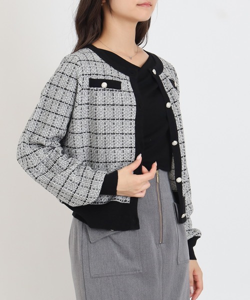 TRUDEA(トルディア)の「ツイードライクニットジャケット(カーディガン/ボレロ・レディース・ブラック/ホワイト・MEDIUM/LARGE)」の19枚目の写真